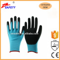 13 Gauge Polyester Strickliner Blau Sicherheitsschaum Latex beschichtete Arbeitshandschuhe